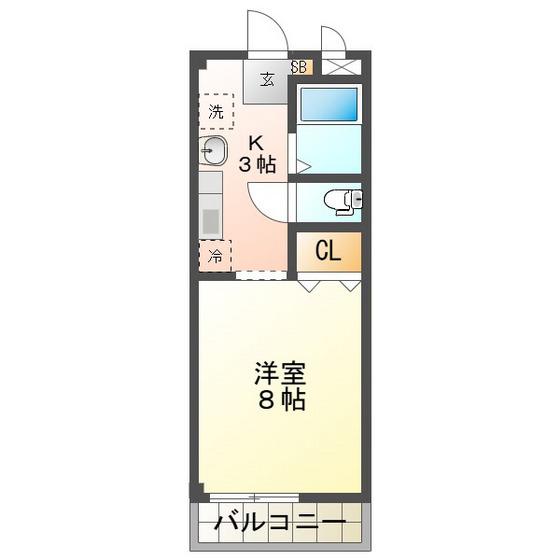 エスポワール生和(1K/3階)の間取り写真