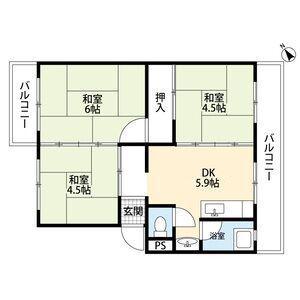 シーサイド貝掛マンションB棟(3DK/3階)の間取り写真