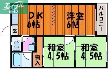 Kコーポ(3DK/2階)の間取り写真