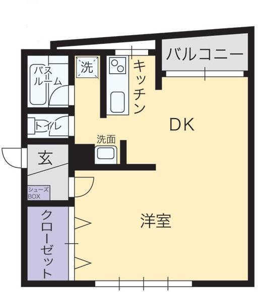 宮脇ビル(1DK/2階)の間取り写真