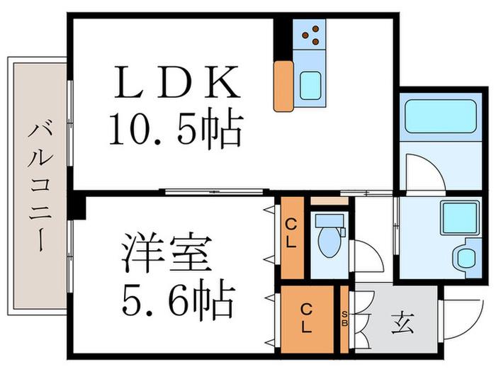 シャーメゾン上杉(1LDK/2階)の間取り写真