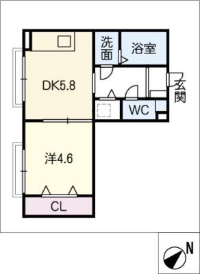 ヴィレッジ八事富士見(1DK/4階)の間取り写真