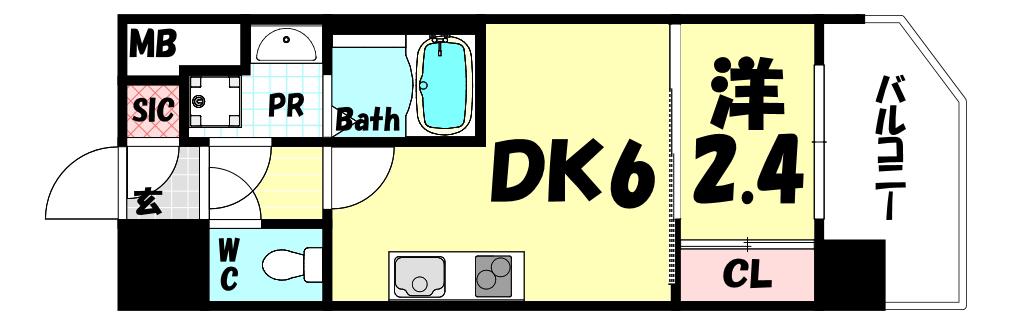 セレニテ元町アリエ(1DK/11階)の間取り写真