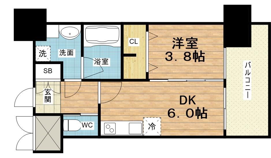 プレジオ関目(1DK/9階)の間取り写真