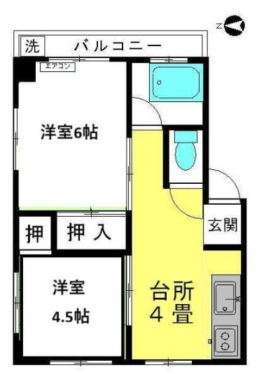 降矢ビル(2DK/3階)の間取り写真