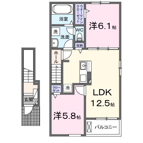 ディセントラ一色(2LDK/2階)の間取り写真