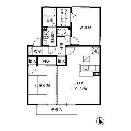 ストークガーデンB棟(2LDK/1階)の間取り写真