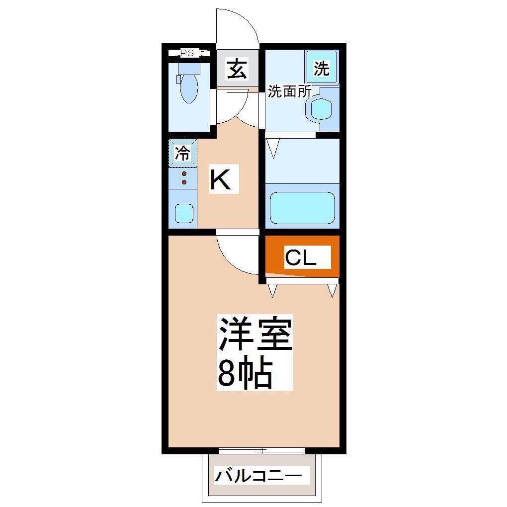 キャピタル大和町 A(1K/2階)の間取り写真