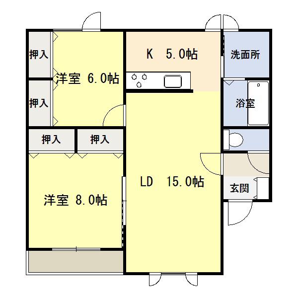 JR根室本線 帯広駅 徒歩21分 3階建 築14年(2LDK/1階)の間取り写真