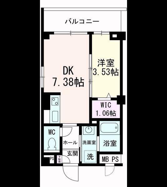 ラシーネ錦町(1DK/4階)の間取り写真