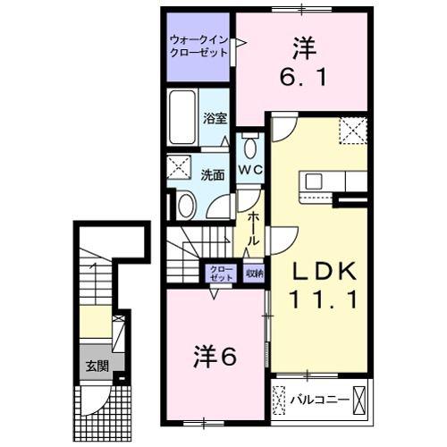 ブリエ・ヴィータI(2LDK/2階)の間取り写真