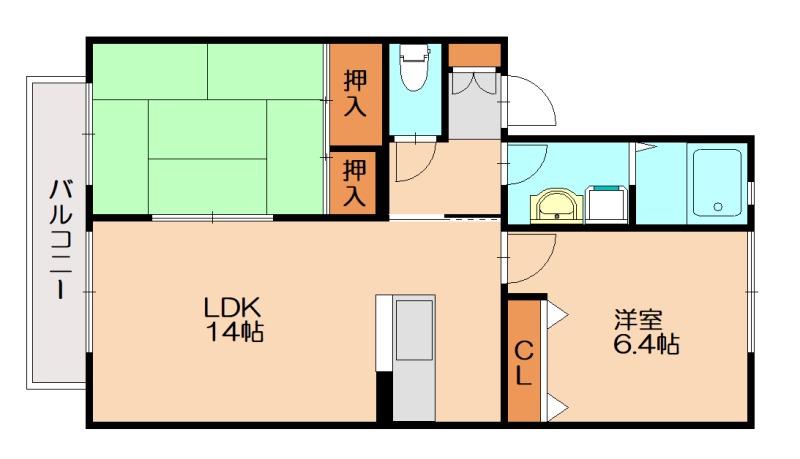 フローラル長者原(2LDK/2階)の間取り写真