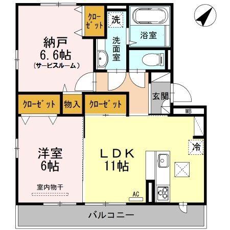 ジンミー(1LDK/1階)の間取り写真