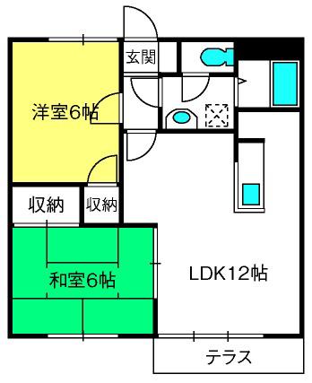 プレンティ白岡(2LDK/1階)の間取り写真