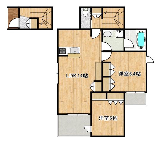下小田中1丁目ヘーベルメゾン(2LDK/2階)の間取り写真