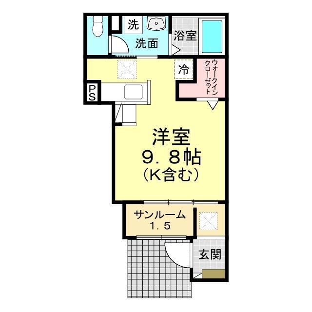 シャロームII(ワンルーム/1階)の間取り写真
