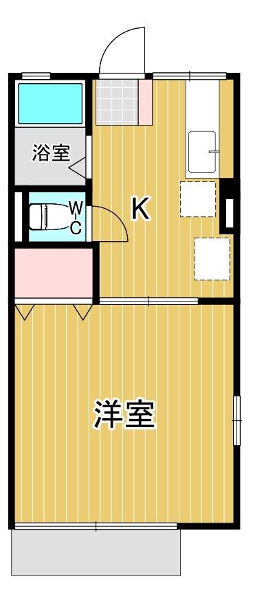 シティハイムファミール(1K/1階)の間取り写真