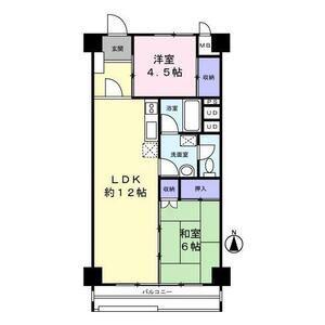 サニーコート東中野(2LDK/8階)の間取り写真
