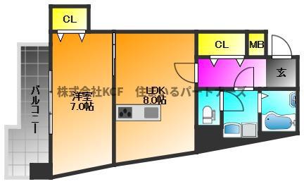 久留米ビル(1LDK/5階)の間取り写真