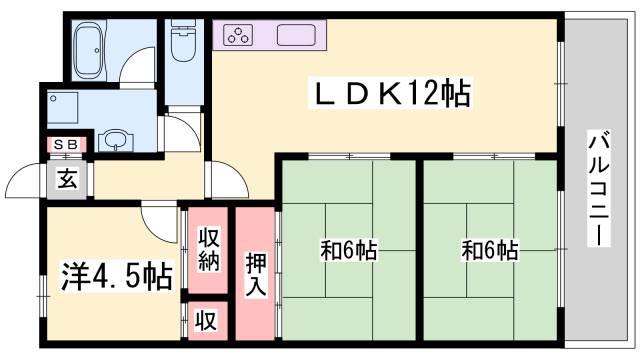メリヤス岡場(3LDK/2階)の間取り写真