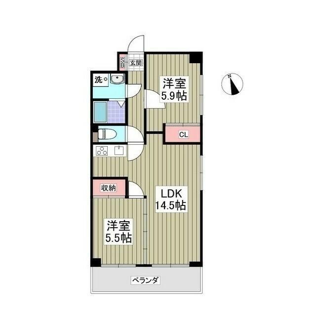 ヴィラ中川(2LDK/2階)の間取り写真