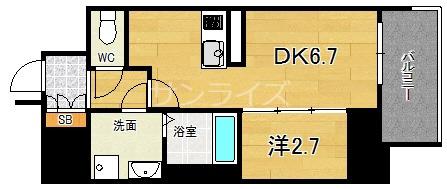 ワールドアイ大阪城イーストアドバンス(1DK/3階)の間取り写真