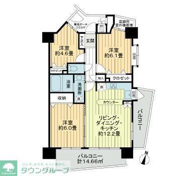 ライオンズステージ麻布(3LDK/7階)の間取り写真