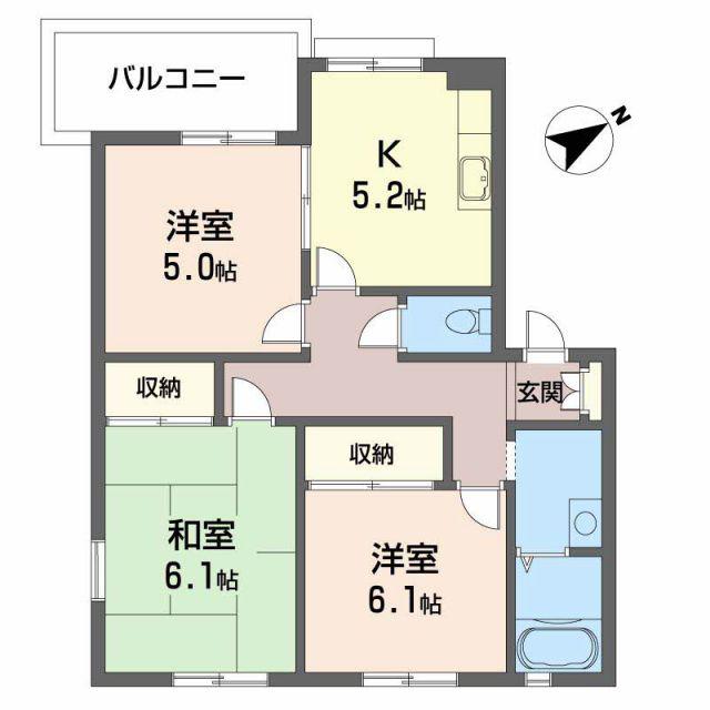 ロイヤルシャトー(3K/2階)の間取り写真