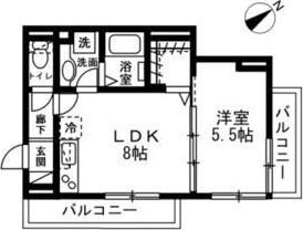 IRIS(1LDK/2階)の間取り写真
