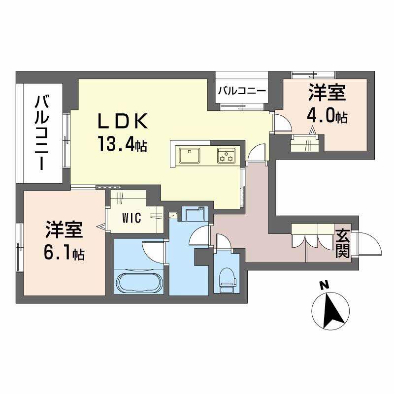 ソレムニティ(2LDK/2階)の間取り写真