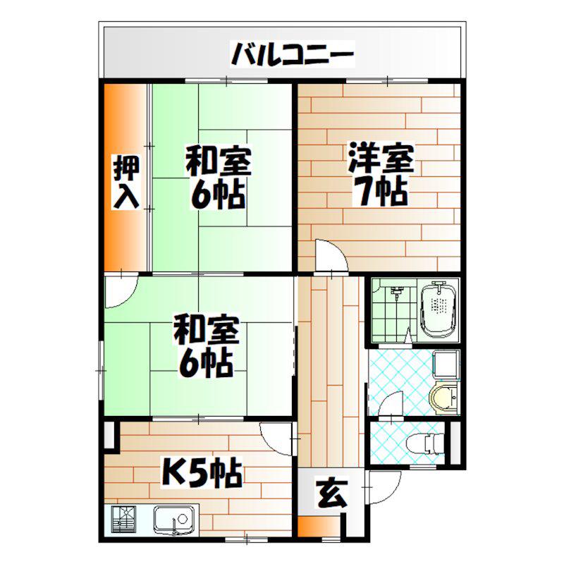 日明コータース(3DK/3階)の間取り写真