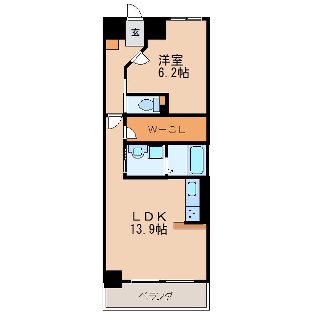 ファインブルーム新栄(1LDK/9階)の間取り写真