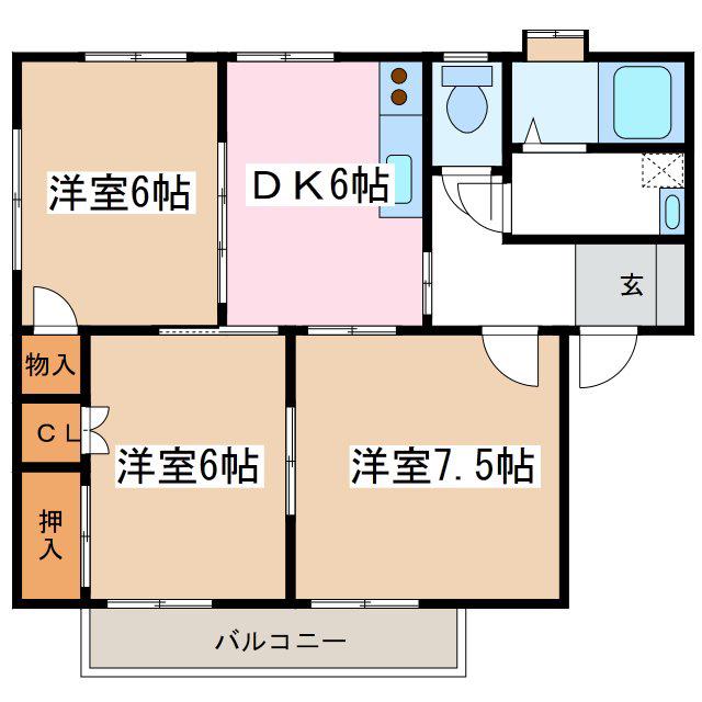 レジデンス葦(3DK/1階)の間取り写真