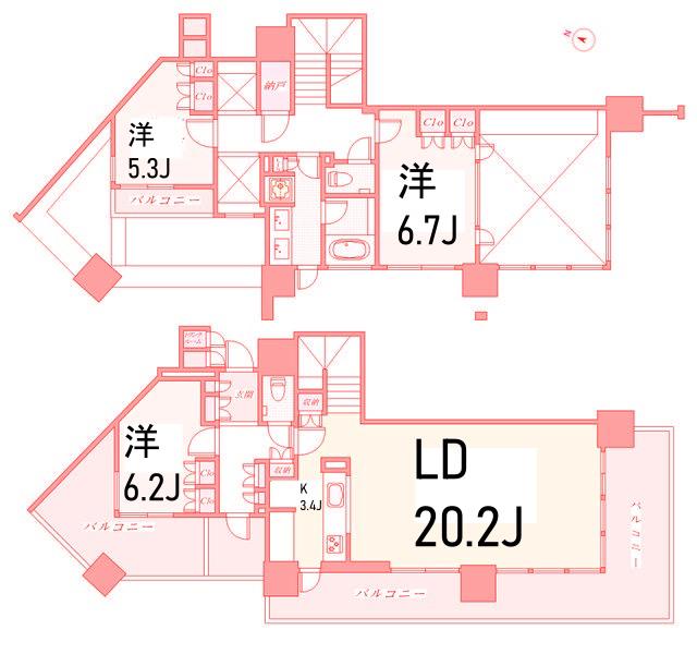 パークタワー横濱ポートサイド(3LDK/26階)の間取り写真