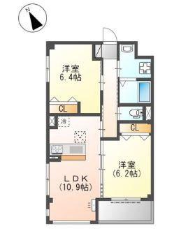 ブロッサム(2LDK/1階)の間取り写真