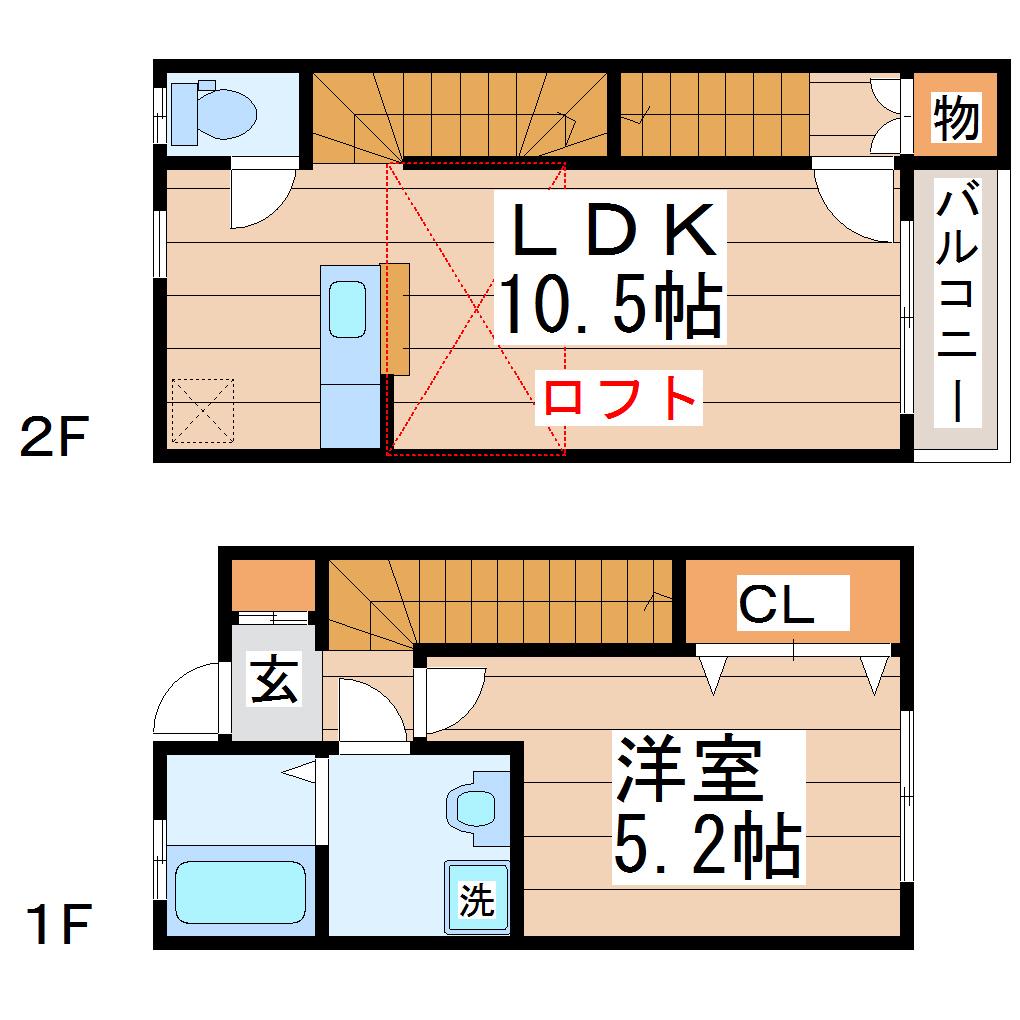 ブルック原町(1LDK/1階)の間取り写真