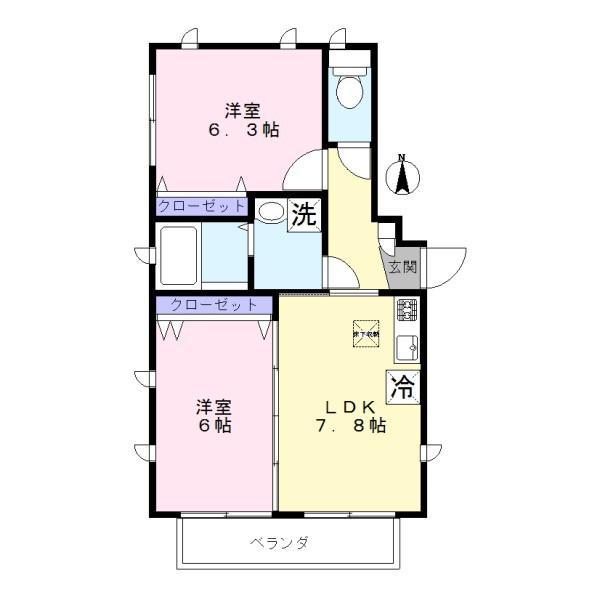 ヴィラハウス(2LDK/1階)の間取り写真
