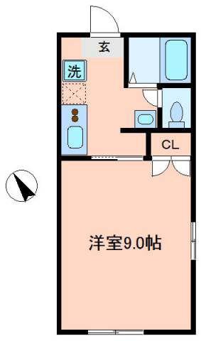 小田急線 向ケ丘遊園駅 徒歩12分 2階建 築27年(1K/1階)の間取り写真
