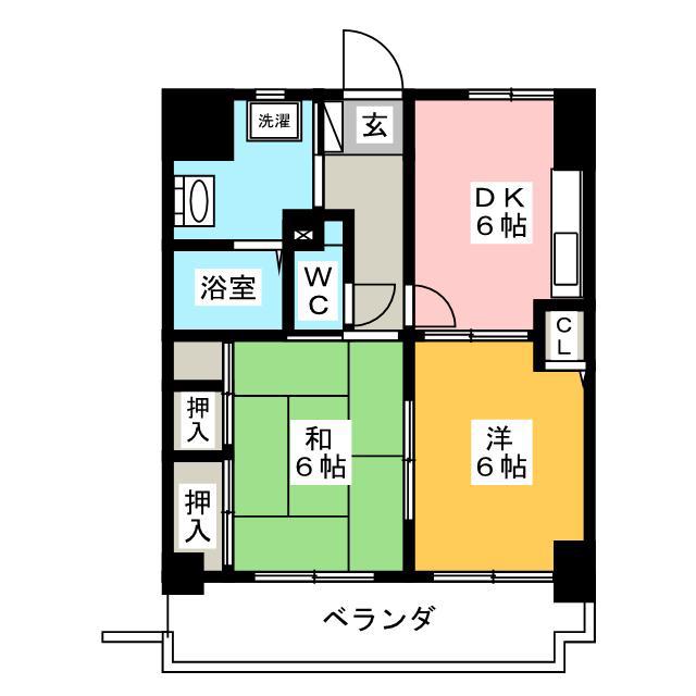 アクシスあざみ野(2DK/2階)の間取り写真