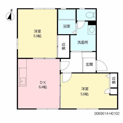 レガート外町 H棟(2DK/1階)の間取り写真