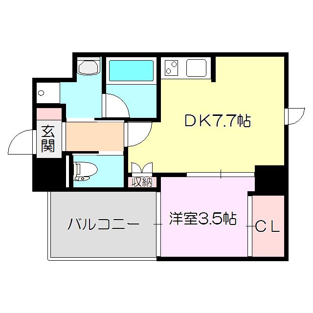 ライブガーデン新大阪(1DK/3階)の間取り写真