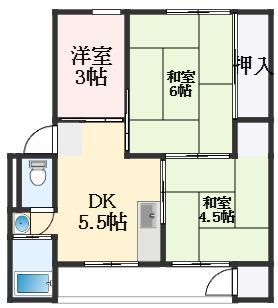 JP羽曳野レジデンス(3DK/4階)の間取り写真
