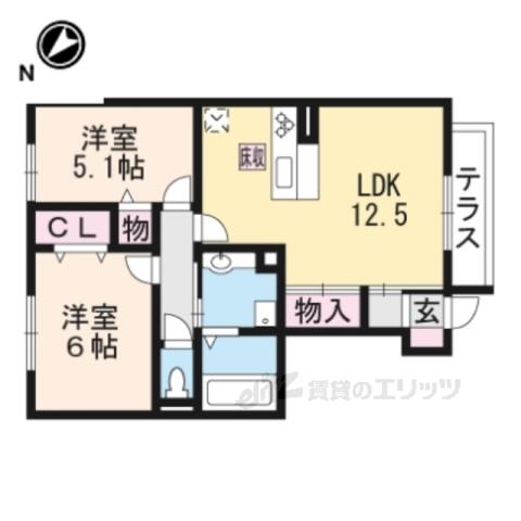 パストラーレ(2LDK/1階)の間取り写真