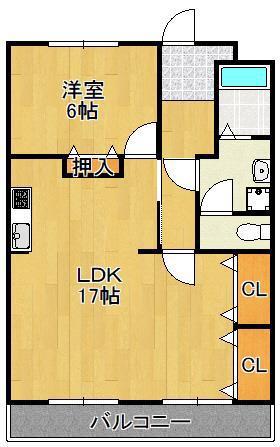 くさみ一木ビル(1LDK/6階)の間取り写真
