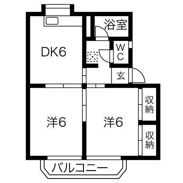 クローバーC(2DK/2階)の間取り写真
