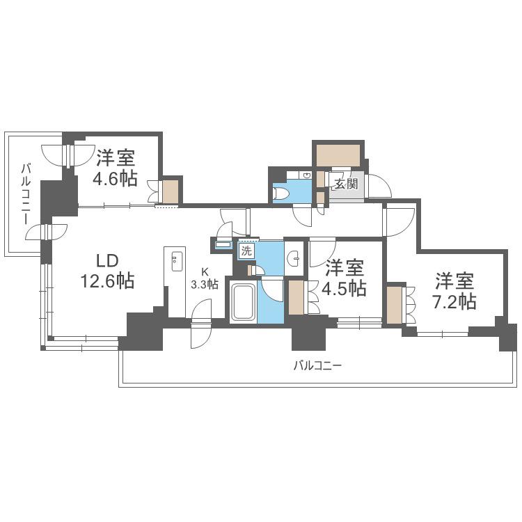 ザ・札幌タワーズ イーストタワー(3LDK/15階)の間取り写真
