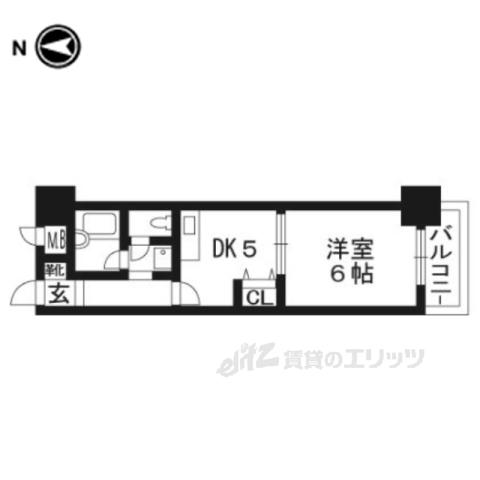 エスリード四条河原町(1DK/14階)の間取り写真