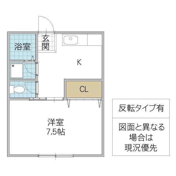 キャッスルツクバC棟(1K/2階)の間取り写真