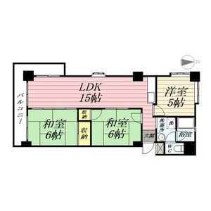 ハイタウンみずほII(2LDK/8階)の間取り写真