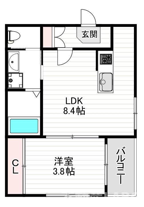 姫里二丁目(1LDK/1階)の間取り写真